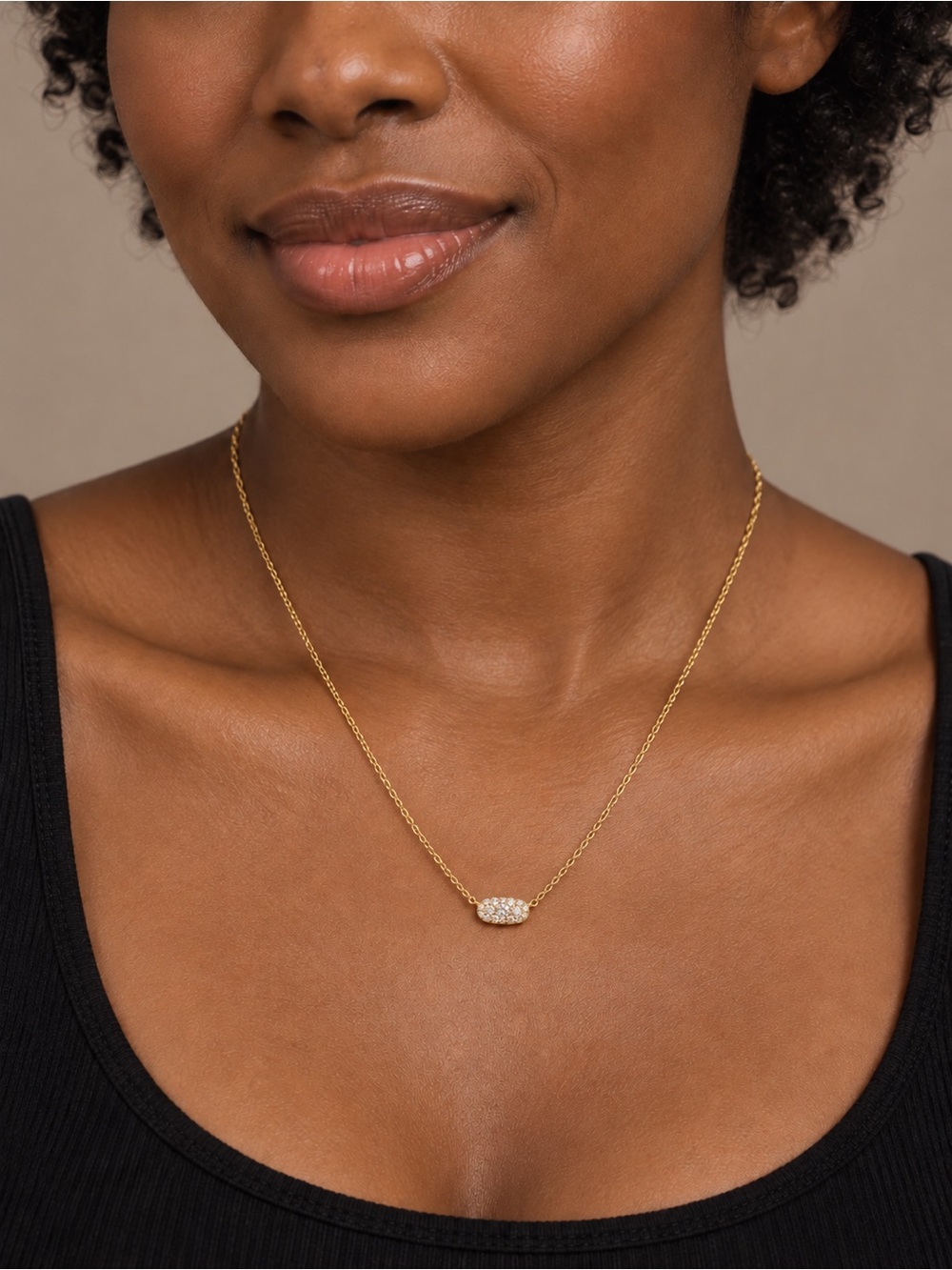 Kendra Scott mini Elisa Gold Pave Crystal Pendant Necklace